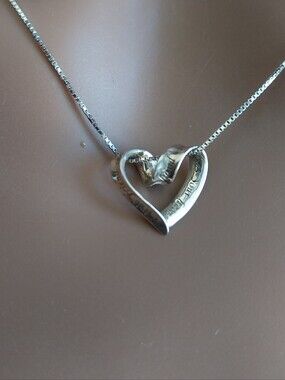 Sterling Silver Heart Pendant Necklace - Silver